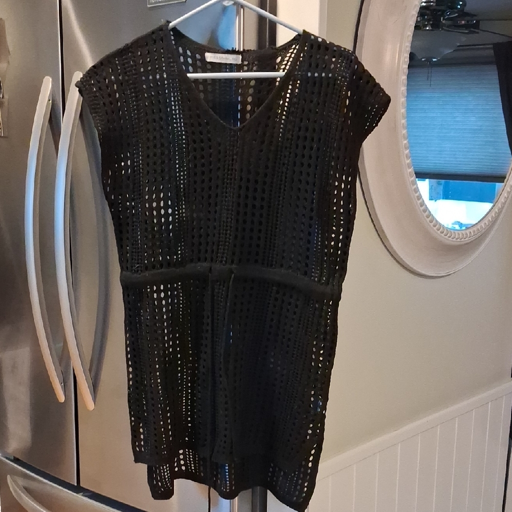 Black Crochet Women Beach Coverup